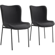 Tectake Polsterstuhl Tessa Webstoff schwarz 2er Set