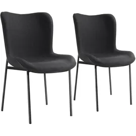 Tectake Polsterstuhl Tessa Webstoff schwarz 2er Set