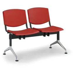 Kunststoff-Wartezimmerbank, Traversenbank SMILE, 2-sitzig, rot