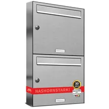 AL Briefkastensysteme 2er V2A Edelstahl Briefkastenanlage Silber inkl. Zeitungsfach