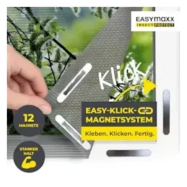 EasyMaxx Fliegengitter für Fenster mit Pollenschutz & Magic Click | Moskitonetz zuschneidbar für alle Fenster bis 150x130cm | Einfache Montage mit 12 Magneten - kein Bohren oder Schrauben [4 Stück]