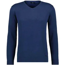 V-Ausschnitt-Pullover RAGMAN, Herren, Gr. 54, blau (nachtblau), 100% Baumwolle, casual, V-Ausschnitt, Langarm, Pullover