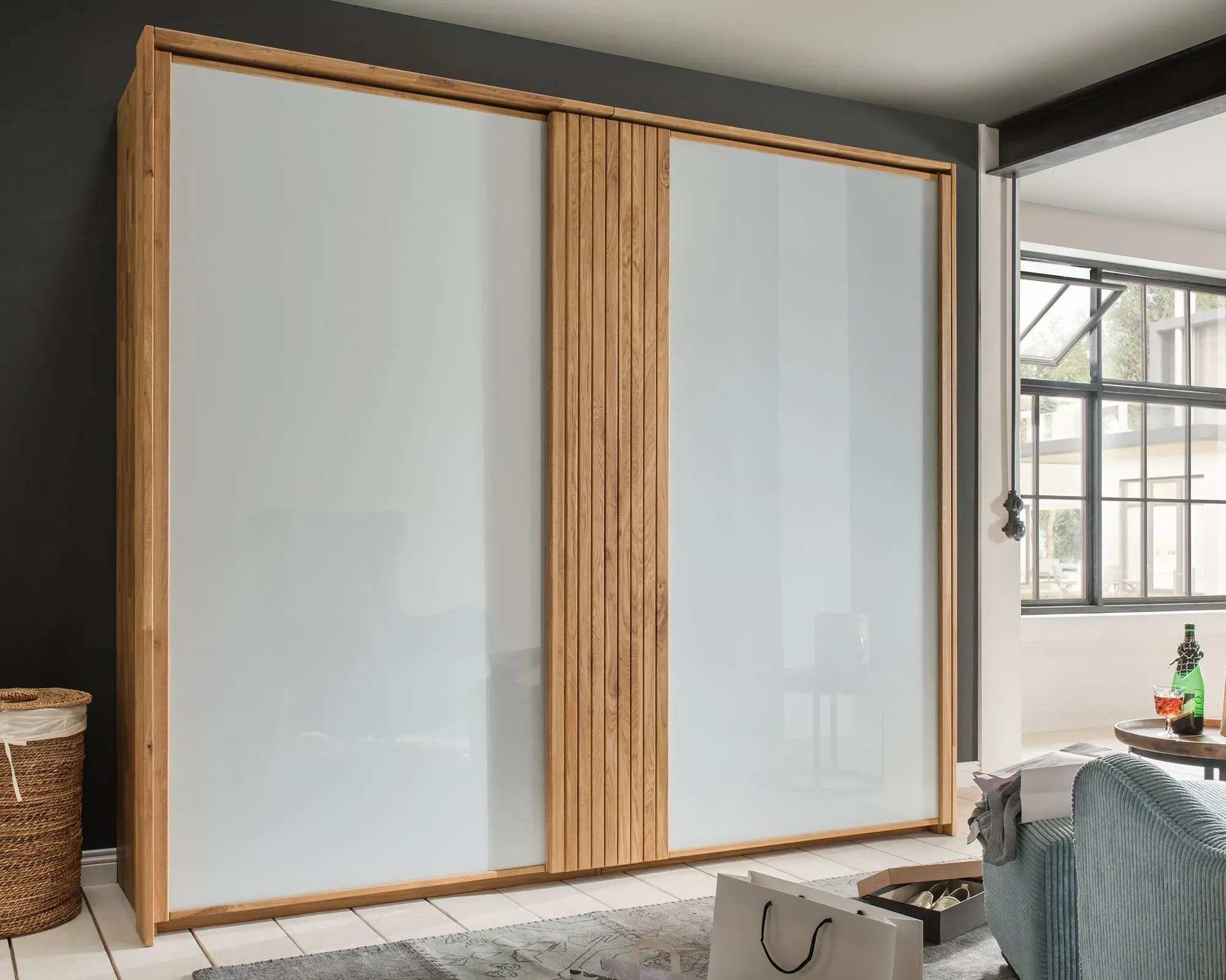 Massivholz »Jupiter« Schiebetüren Kleiderschrank III 300 cm / Wildeiche