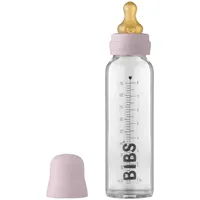 Bibs Baby Glass Bottle, Vermindert Koliken, Runder Sauger aus Naturkautschuklatex, Unterstützt das Stillen. Hergestellt in Dänemark, Complete Set 225 ml, Dusky Lilac