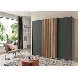 WIMEX Schwebetürenschrank Andorra by fresh to go Mit 3D-Leisten für Akustikpaneel-Optik schwarz
