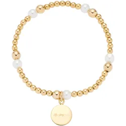 Armband LEONARDO "Mathilde, 024275", gold (gelbgoldfarben, weiß), Armbänder, Damen, Edelstahl-Perlen-Polyurethan, Edelstahl, Perlen, Polyurethan, mit Perle (imitiert)