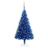 vidaXL Künstlicher Weihnachtsbaum mit LEDs & Kugeln Blau 180 cm PVC Modell 1