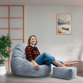 DreamRoots Sitzsack, Blau, Hellblau, Textil, 90x100x90 cm, Oeko-Tex® Standard 100, Wohnzimmer, Hocker, Sitzsäcke, XXL Sitzsäcke