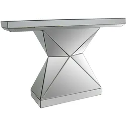 SalesFever Konsolentisch aus MDF mit Spiegelglas | Sockel aus dreieckigen Spiegelelementen | B 120 x T 35,5 x H 81 cm | komplett verspiegelt