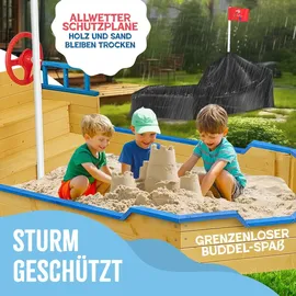 Kidiz Sandkasten Ahoi mit Abdeckung Blau