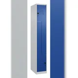 C+P Z-Spind Classic PLUS bodenstehend, 2 Abteile, HxBxT 185x30x50cm, Sicherheitsdrehriegel, Hellgrau/Enzianblau von PROREGAL