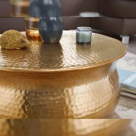 FineBuy Couchtisch Wohnzimmertisch Rund Sofatisch Hammerschlag Stubentisch