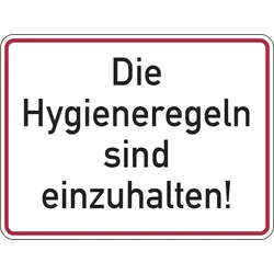 Hinweisschild, Die Hygieneregeln sind einzuhalten!, Folie, 150 x 200 mm - 200x150 mm Folie selbstklebend