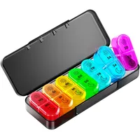 Tablettenbox 7 Tage Morgens Abends, Pillendose Woche 2 Fächer Groß, Medikamentenbox 7 Tage mit Pillenbox Klein für Unterwegs, Tabletten Organizer 14 Tage Tragbare Tablettendose (Schwarz)