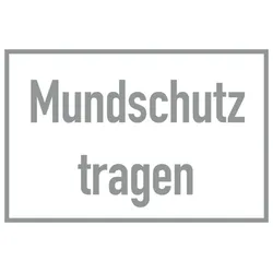 Aufkleber Hinweisschild für Glas, Mundschutz tragen - 300 x 200 mm Folie selbstklebend