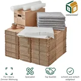 BB-Verpackungen Umzugskarton Umzugskomplettpaket, 3 bis 4 Zimmer-Wohnung, für 100 m2 braun