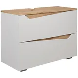 Vicco Waschbeckenunterschrank Marelle, 80 x 57.5 cm mit 2 Schubladen, Weiß/Artisan - Weiß