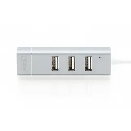 Digitus USB2.0 3-Port HUB & Fast Ethernet LAN-Adapter mit Typ-C Anschluss