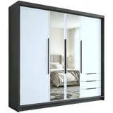 A&J MöbelLand Drehtürenschrank VIVO 200 x 215 x 59,5 cm Graphit/Weiß