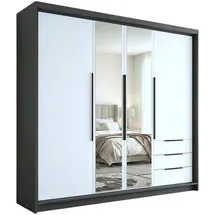 A&J MöbelLand Drehtürenschrank VIVO 200 x 215 x 59,5 cm Graphit/Weiß