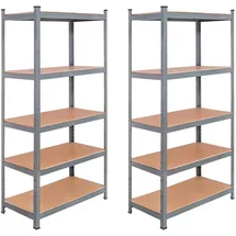 Hti-Living Schwerlastregal Stahl/MDF/Spanplatte 2er-Set braun/silber