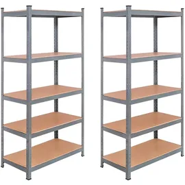 Hti-Living Schwerlastregal Stahl/MDF/Spanplatte 2er-Set braun/silber