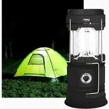 Zvo Wiederaufladbare Solar-/usb-led-laterne, Leistungsstarke Campinglampe, Tragbare Gartenlaterne Mit 2 Modi, 360° Hängelampe Mit Wasserdichtem Design Für Biwak/notfall/garage/keller/angeln (schwarz)