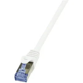 Logilink CQ3121S RJ45 Patchkabel CAT 6a S/FTP 30.00 m Weiß Flammwidrig, mit Rastnasenschutz 1 St.