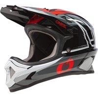 O'Neal | Mountainbike-Helm Fullface | MTB DH Downhill FR Freeride | ABS-Schale, Magnetverschluss, übertrifft Robustes ABS | SONUS Helmet Split V.23 | Erwachsene | Grau Rot | Größe M