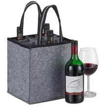 Relaxdays 9 x Flaschentasche Filz anthrazit Schwarz,Grau