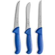 F.Dick F. DICK Messer Set ErgoGrip 3-teilig (Ausbeinmesser 15 cm „flexibel“, A. Messer 15 cm, Sortiermesser 15 cm, HRC 56°) 82559100, Blau