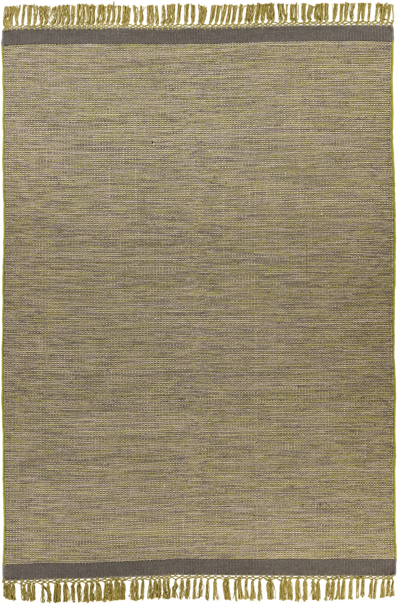 Teppich ARTE ESPINA "Nomad 8064", grau (grau, grün), B:170cm H:11mm L:240cm, Wolle, Teppiche, Handgemachter Fransenteppich in neutralem Design