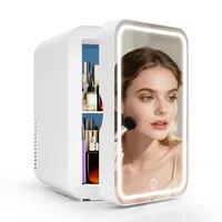 Puluomis Mini Kühlschrank 8L mit LED Spiegel tragbar für Kosmetik, Kühlbox Warmbox weiß - Weiß