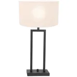 Steinhauer Beistellleuchte Nachttischleuchte Leselampe E27 schwarz-matt weiß Textil