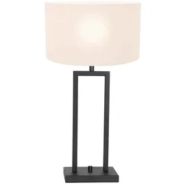 Steinhauer Beistellleuchte Nachttischleuchte Leselampe E27 schwarz-matt weiß Textil