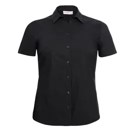 sheego Klassische Bluse Hemdbluse Kurzarm Schwarz 50
