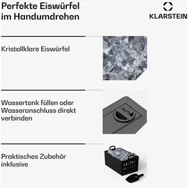 Klarstein FrostMaster Eiswürfelmaschine - 40 kg/Tag, 34 Eiswürfel in 15 Min, Edelstahl, LED-Bedienfeld, Eisportionierer, Eiswürfelbereiter, Ice Maker Eiswürfelspender