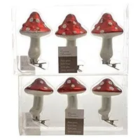 Kaemingk Baumschmuck Pilz Pilzkappe 3er Set Glaspilz mit Clip
