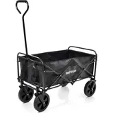 Bollerwagen faltbar offroad schwarz, Faltbollerwagen belastbar bis 100 kg, Klappbollerwagen für Strand, Garten, Einkäufe Meteor X-200 Schwarz - Schwarz