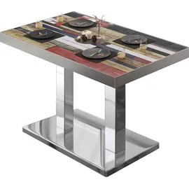 GGM Möbel Bistrotisch 110 x 60 x 77 cm Vintage Bunt/Edelstahl