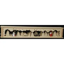 Rudolphs Schatzkiste Schwibbogen-Fensterbank Schwibbogenerhöhung mit Schneemann Weihnachtsmann Kurrende und Beleuchtung 72 x 10 x 10 cm