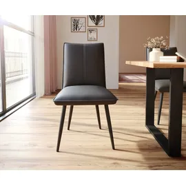DeLife Esszimmerstuhl Lelio-Flex Echt-Leder Schwarz 4-Fuß konisch Schwarz Taschenfederkern, Esszimmerstühle
