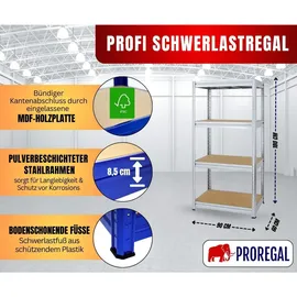 Proregal Schwerlastregal Dino 180x90x60 cm Fachlast 600kg Verzinkt, Garagenregal, Lagerregal, Steckregal, Kellerregal