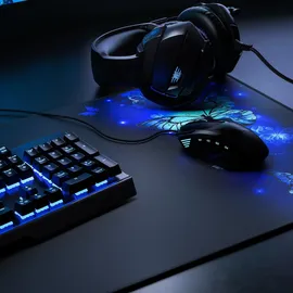 CSL Gaming Mauspad, XXL, 900 x 400 x 3 mm, Schreibtischunterlage, extralarge, waschbar, Schmetterlinge