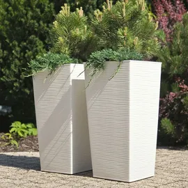 Kadax Blumentopf Set, Blumenkübel aus Kunststoff, "Tuluza", Innen- und Außenbereich, Weiß, 3er Set XXL – Weiß