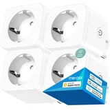 Meross WLAN Steckdose mit Strommessung, 16A Smart Steckdose Kompatibel mit Apple HomeKit, Alexa, Google Home, WiFi Steckdose mit Sprach und Fernsteuerung und Zeitschaltuhr, 4er Pack