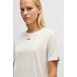 Boss T-Shirt "CI_T-Shirt", Damen, Gr. XS, weiß (open weiß 119), Single Jersey, Obermaterial: 95% Baumwolle, 5% Elasthan, unifarben, Basic, Basic normal, Rundhals, eingesetzt normaler Saum, Shirts T-Shirt, mit BOSS Logo-Schriftzug & Label