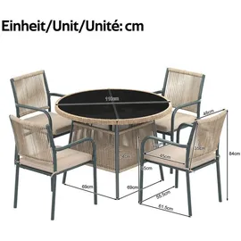 Okwish Gartenmöbel-Set 5-tlg. Beige/Grau