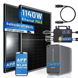 PIANETA Balkonkraftwerk BIFACIAL 1140W/800W Solaranlage mit 800W ASTRO-ENERGY Micro Wechselrichter Wifi Bluetooth, upgradebar drosselbar 2x440W Bifaziale Solarmodule 5m Kabel PV (mit Speicher)