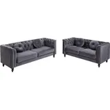 vente-unique 3-2 Garnitur Samt 5-Sitzer Silber